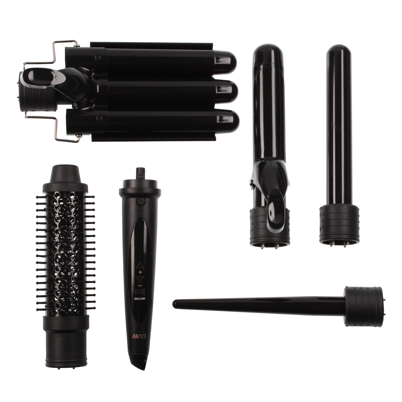 Wave Babe - Airys Hair - 5 in 1 hair styler - 5 in 1 styler - wavy talk - hair curler - curling tong - thermal brush - bouncy blowdry brush - mermaid waver - beach wave - interchangeable head - hair styling attachments - curling wand - blowout brush